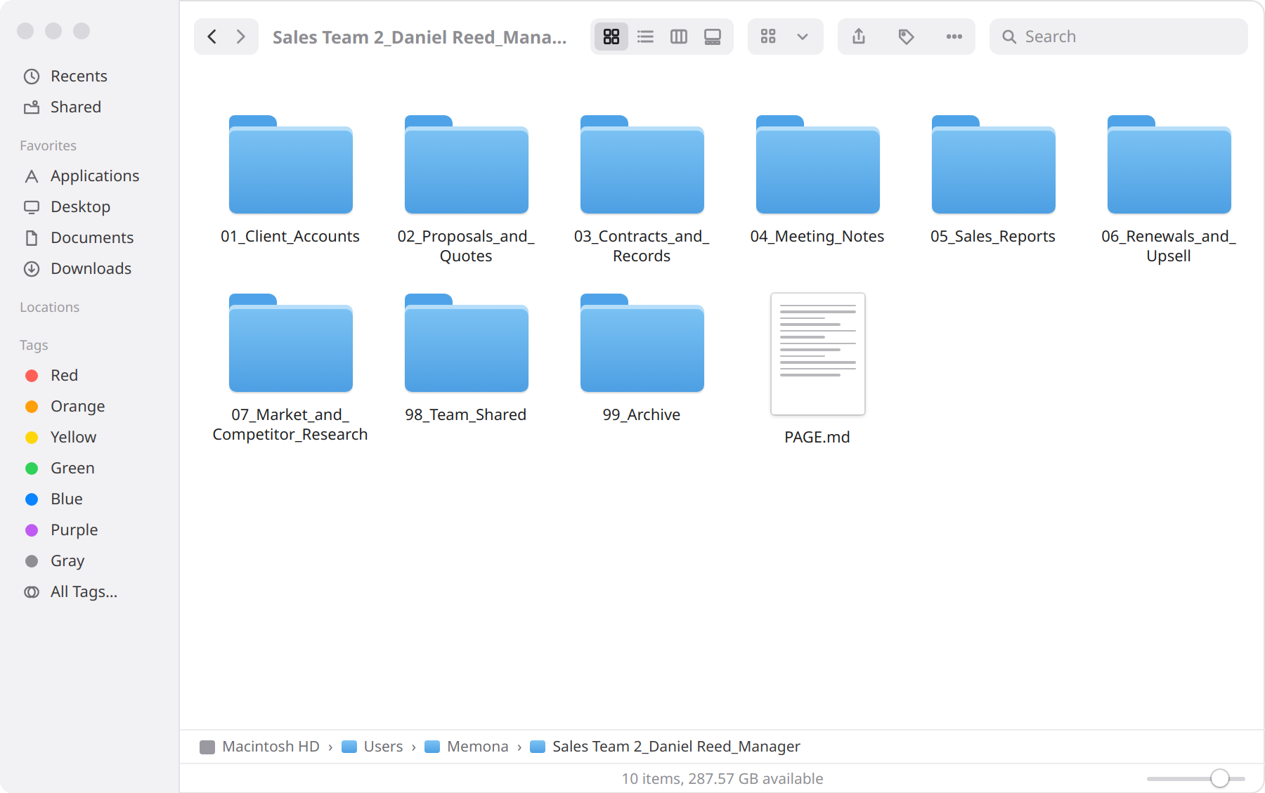 The folder window as it is, with folders and files